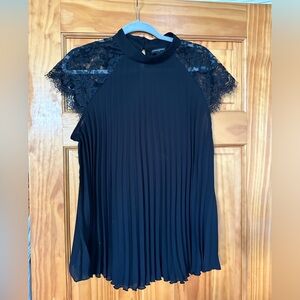 Banana Republic size L black pleated and lace top.